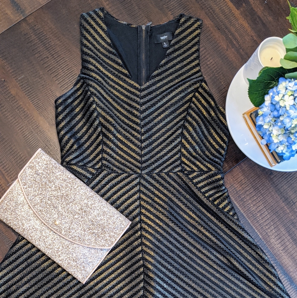 Black and gold cocktail dress
